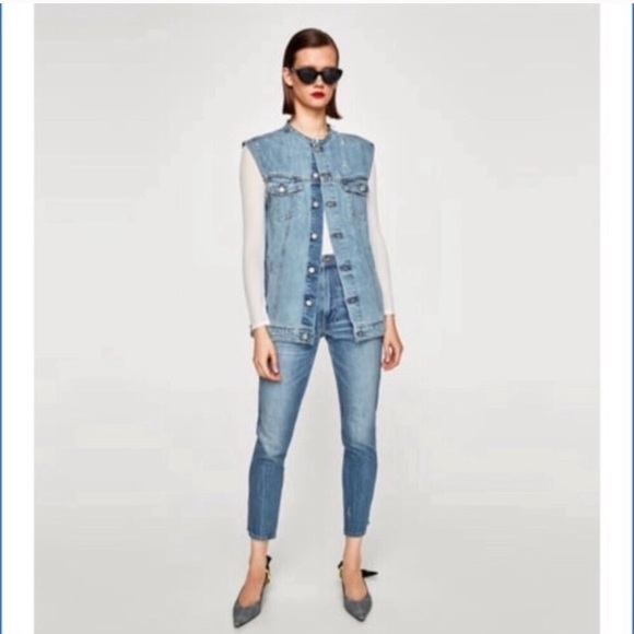 Zara Jackets & Coats Nwt Zara Woman Distressed Denim Vest S M Poshmark